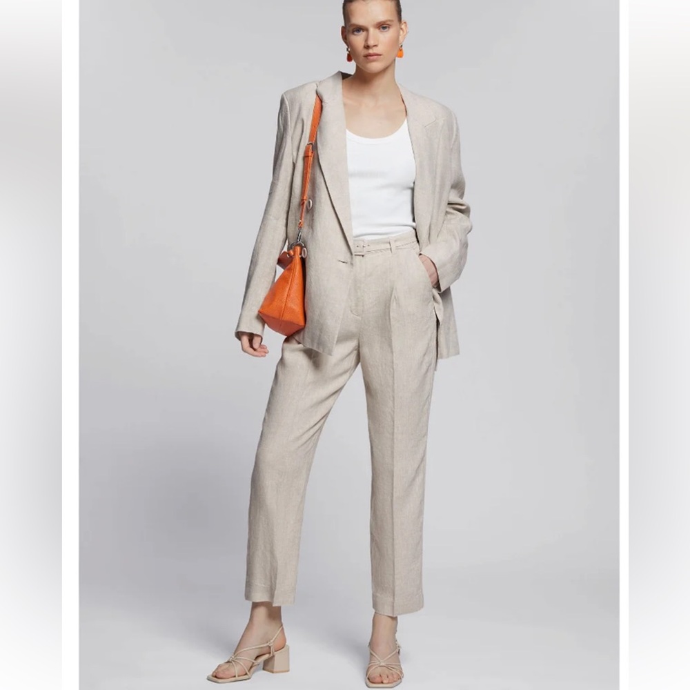 & Other Stories High Waist Belted Linen Trouser - 4